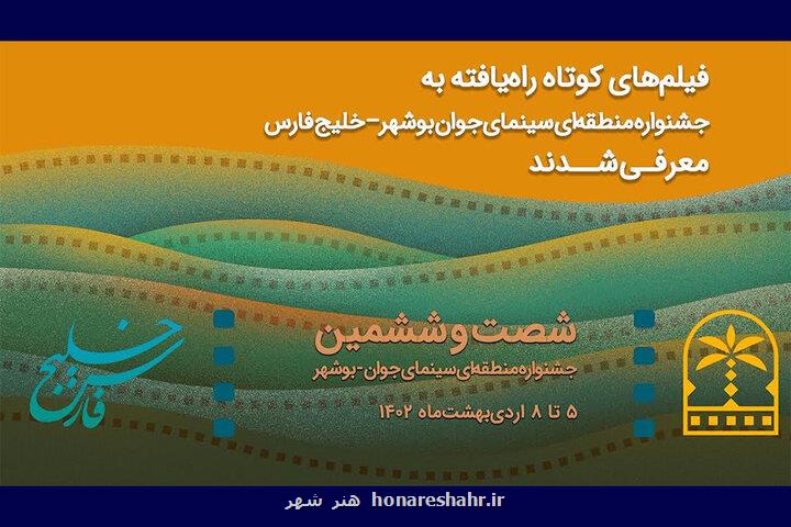 اعلام فیلم های راه یافته به جشنواره منطقه ای سینمای جوان بوشهر