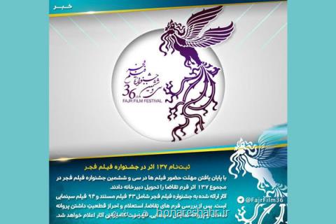 ثبت نام ۱۳۷ فیلم در فجر